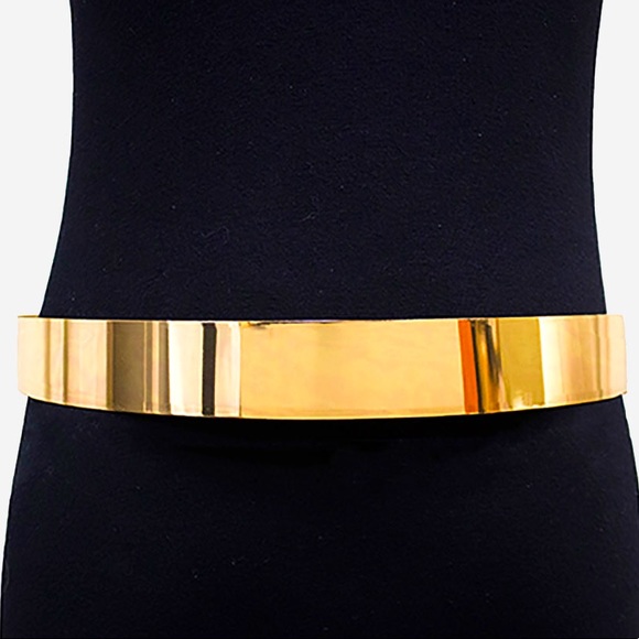 Gold Metal Waist Corset Adjustable Statement Belt - Picture 1 of 2